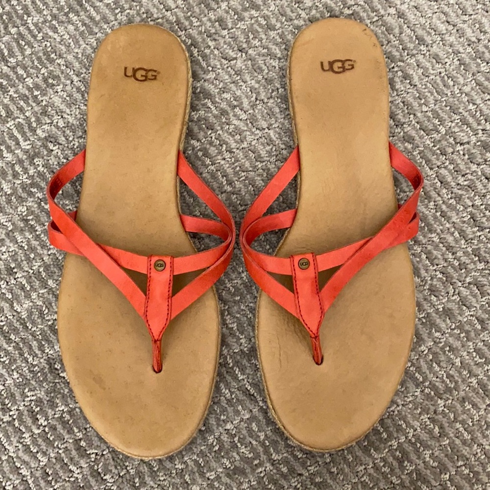 UGG Annice Leather Flip Flops Size 10